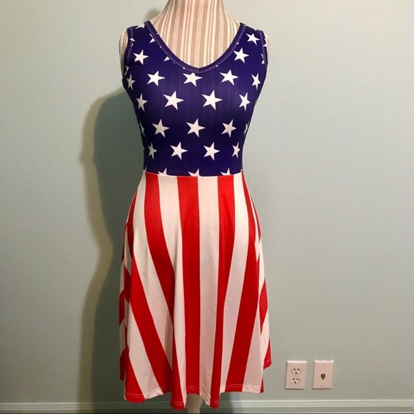 🎉 NWT Beautiful Patriotic Dress Size Small - Picture 1 of 7